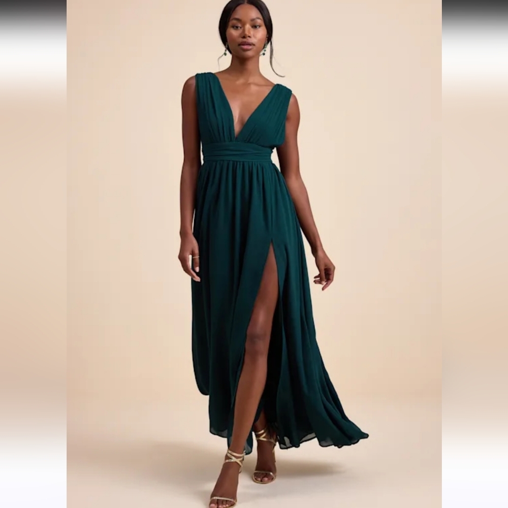 Lulus Heavenly Hues Forest Green Maxi Dress